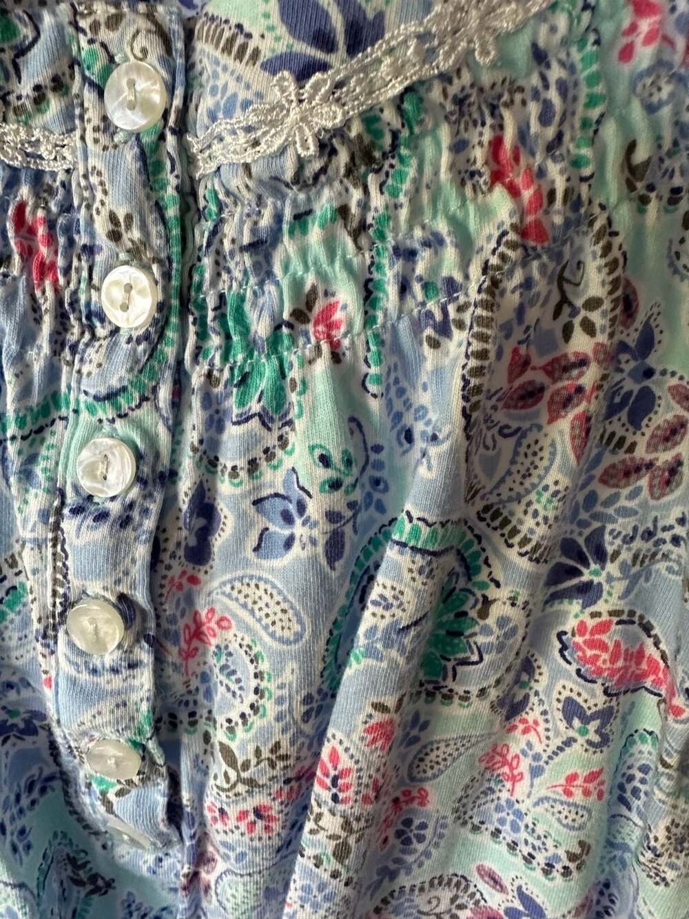 Aria Collection Women's Paisley 100% Cotton Short Sleeve Nightgown Size L - Picture 4 of 9
